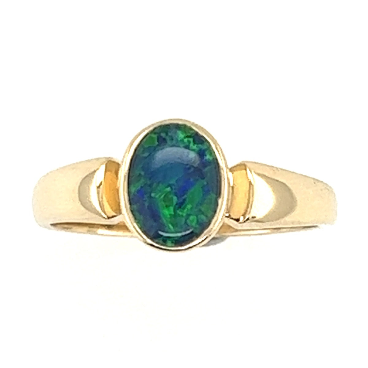 Triplet Opal Ring Set in 9ct Yellow Gold (8x6)