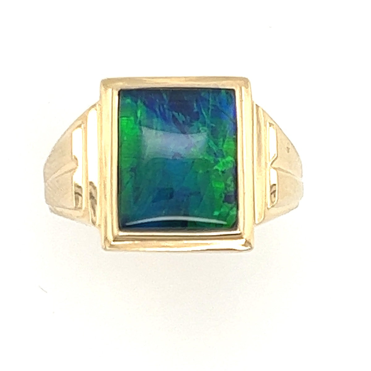 Rectangular Triplet Opal Ring Set in 9ct Gold (trr19)