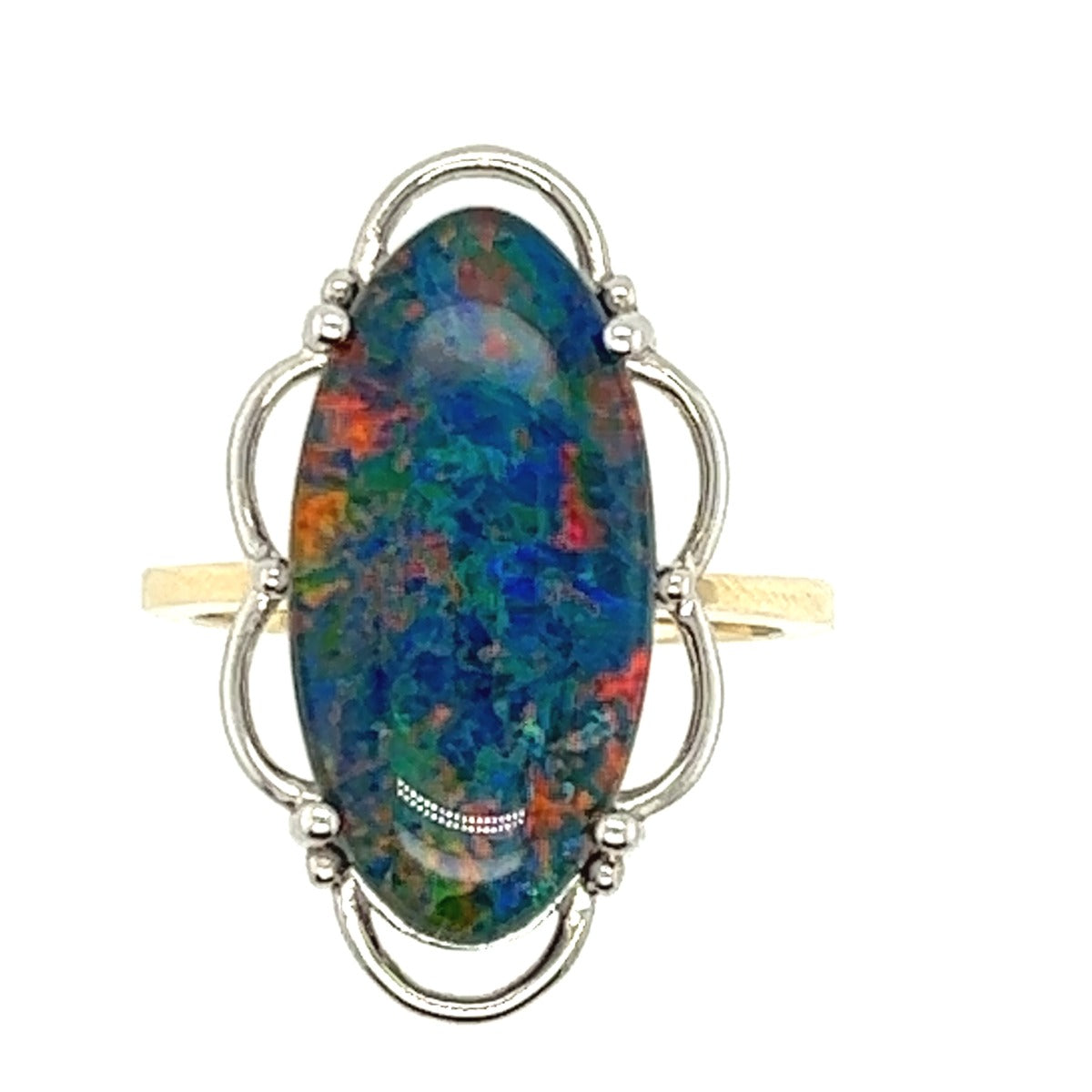 9ct White Gold Triplet Opal Ring (tr6895)