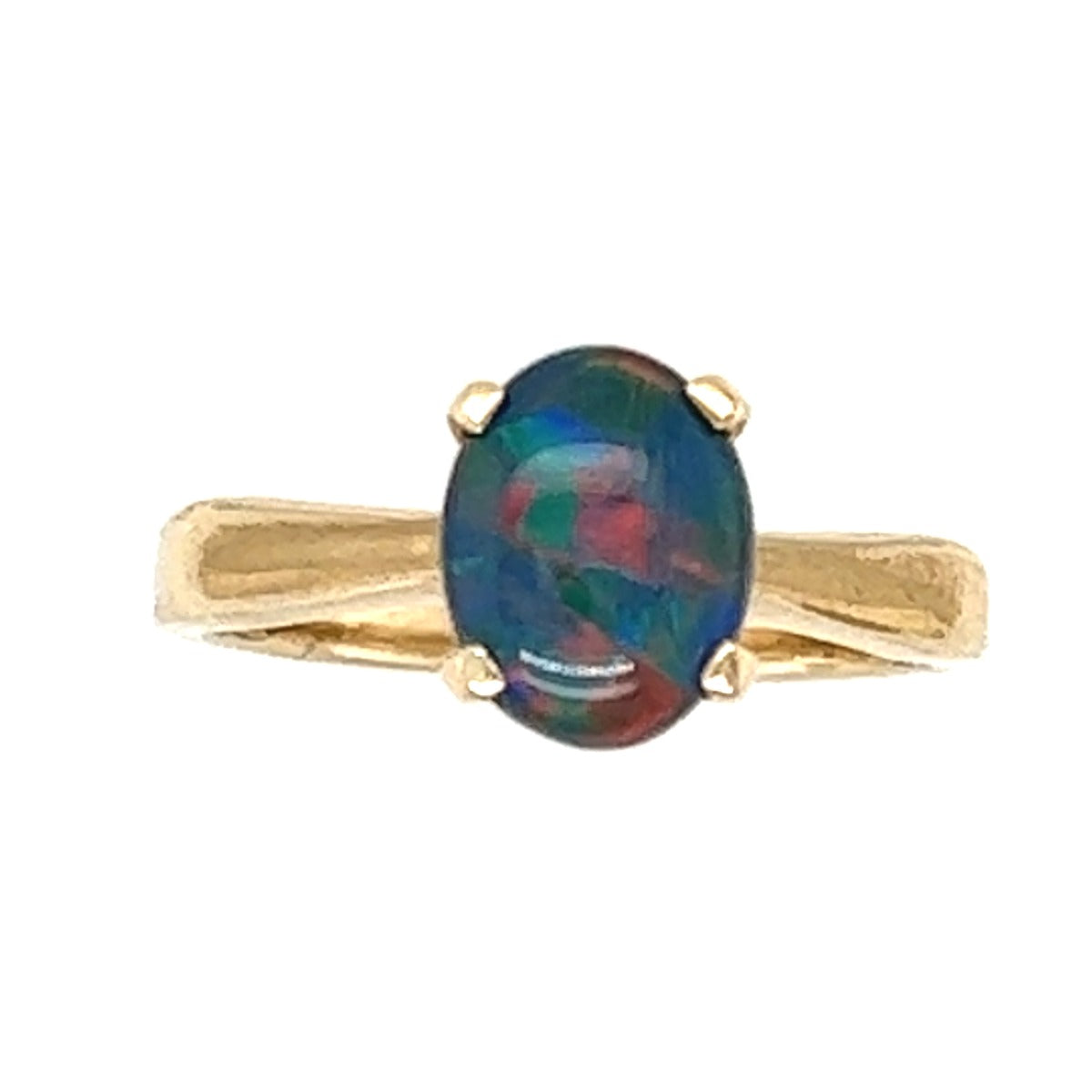 9ct Yellow Gold Triplet Opal Ring Trr37)