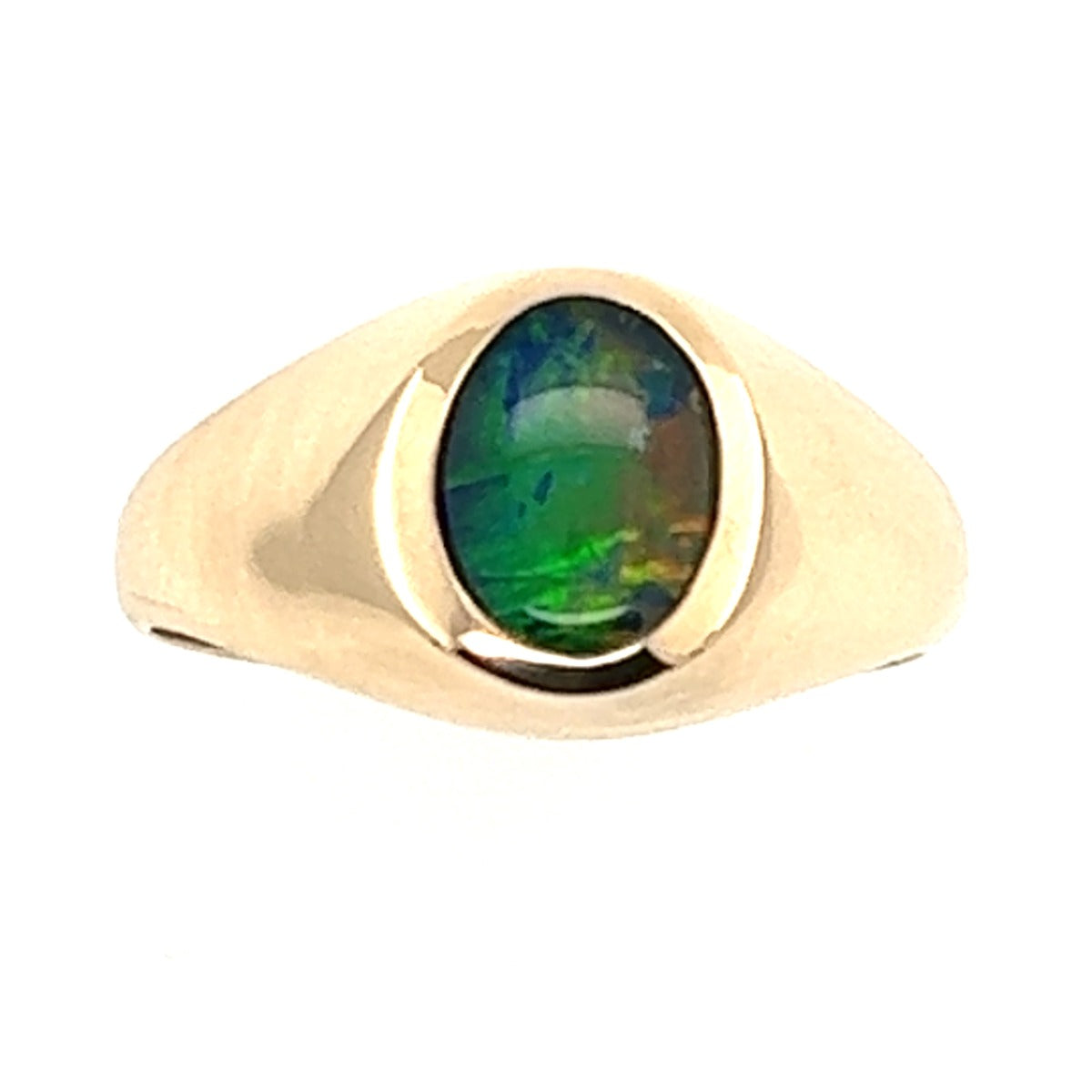 9ct yellow gold men's triplet opal ring (tr3571)