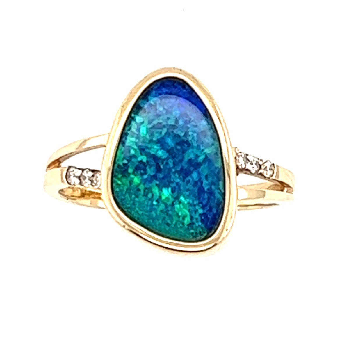 14ct Yellow Gold Doublet Opal Ring (dr795)