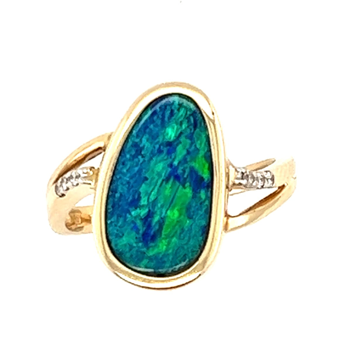 14ct Yellow Gold Doublet Opal Ring (dr796)