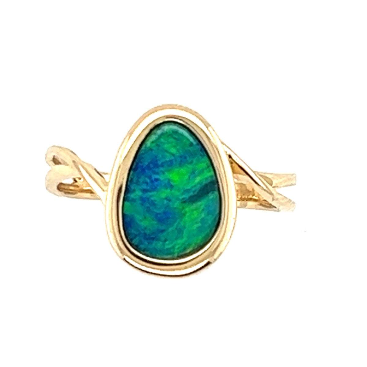 14ct Yellow Gold Doublet Opal Ring (dr797)