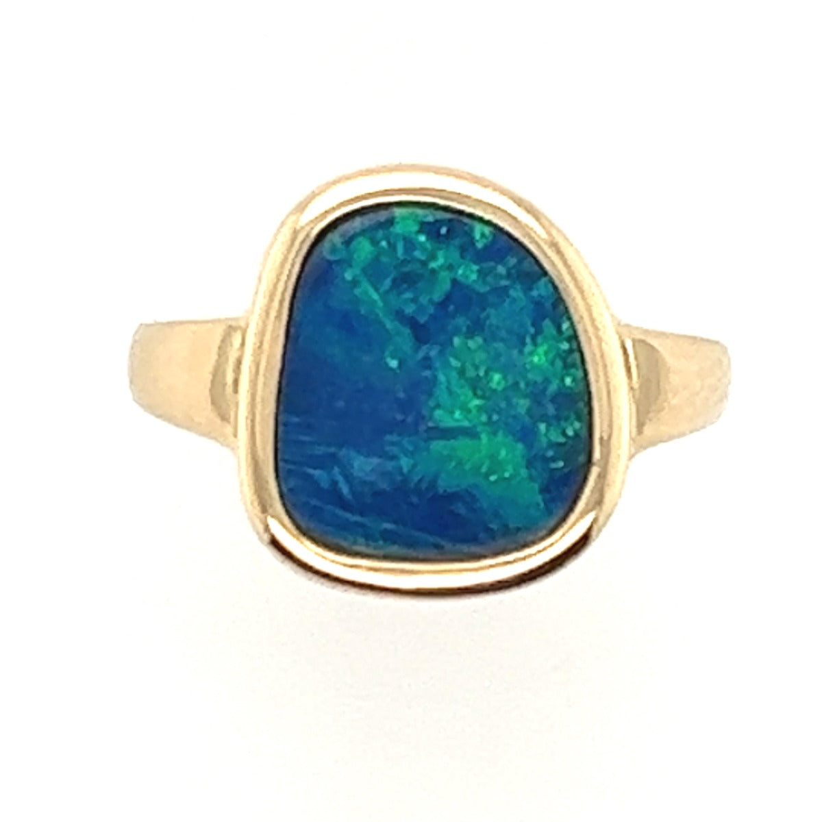 14ct yellow gold doublet opal ring (dr2234)